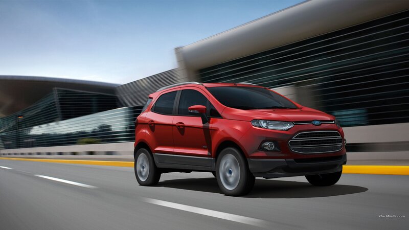 Red Ford EcoSport — Dynamic, Afternoon
