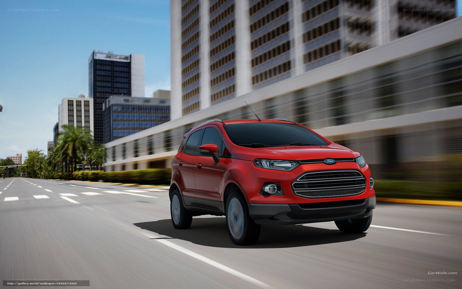 Red Ford EcoSport in city