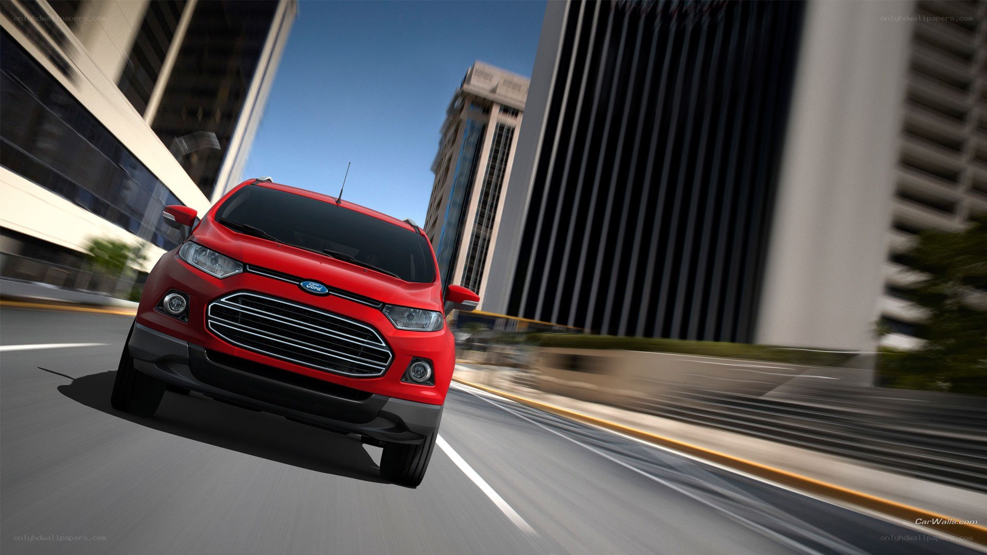 Red Ford EcoSport in city