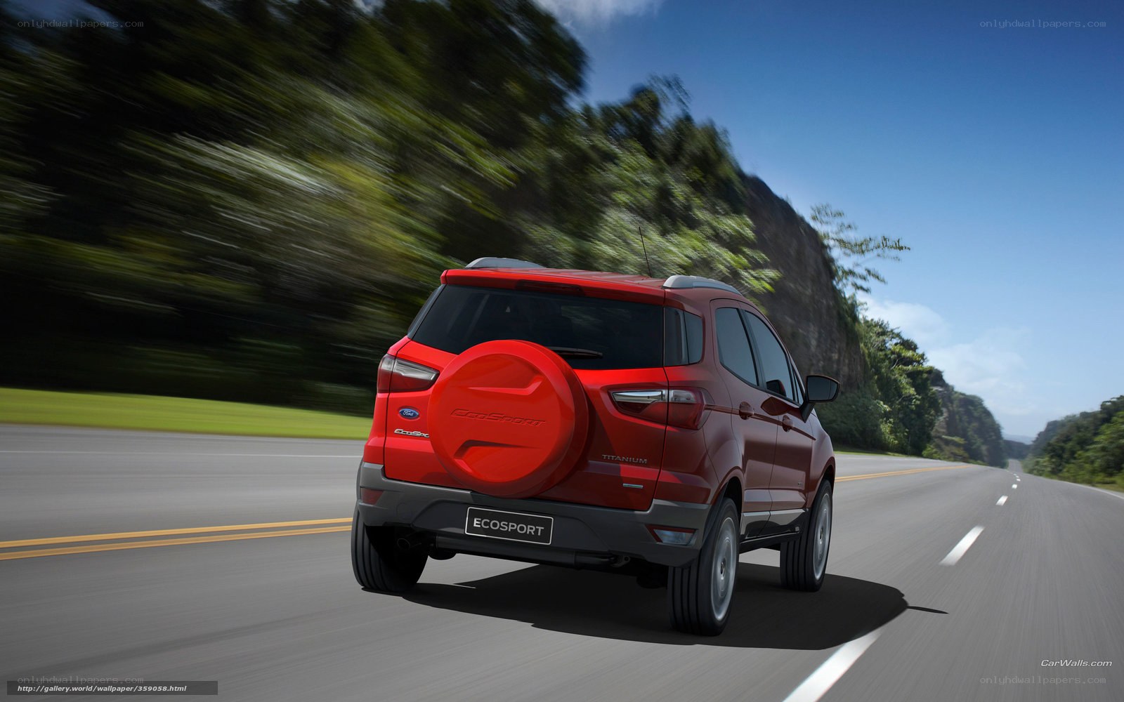 Red Ford EcoSport on a road