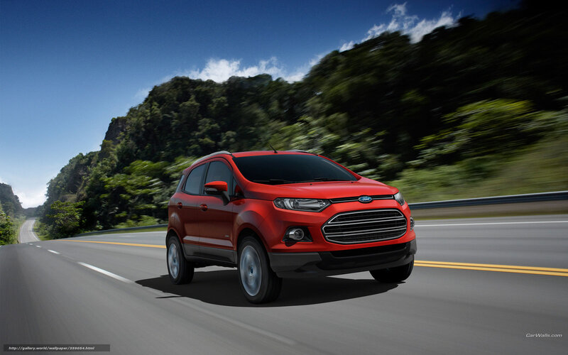 Red Ford EcoSport on a scenic road
