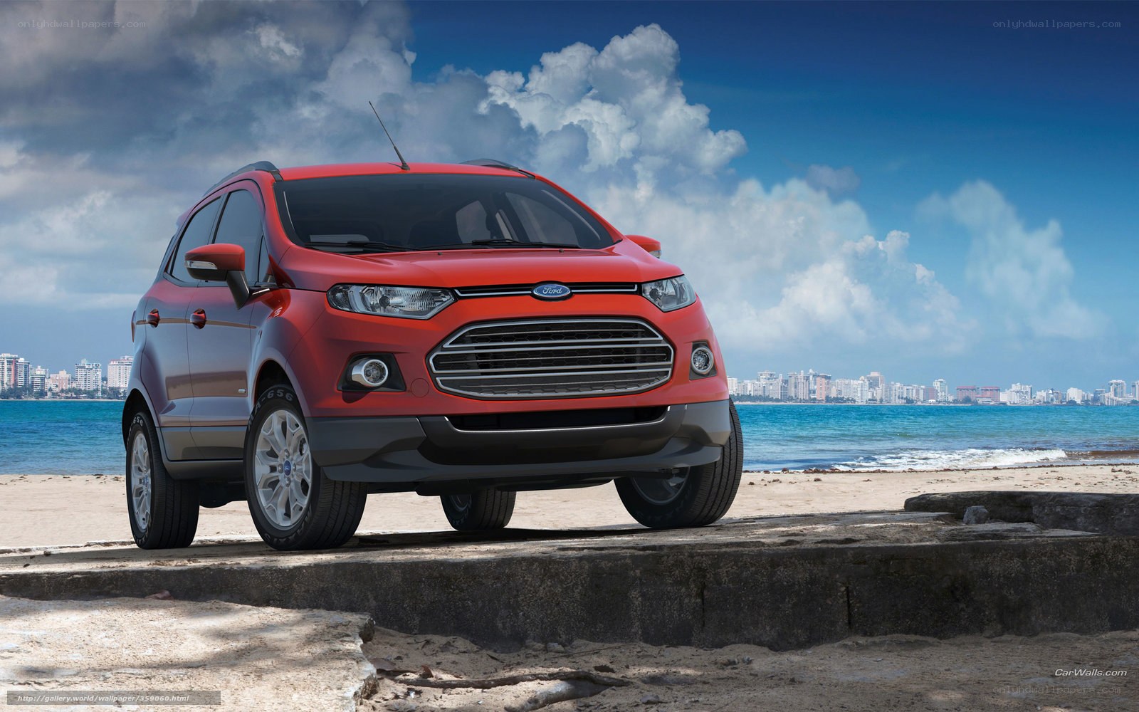 Red Ford EcoSport on beach