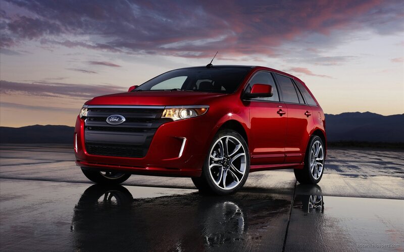 Red Ford Edge at sunset
