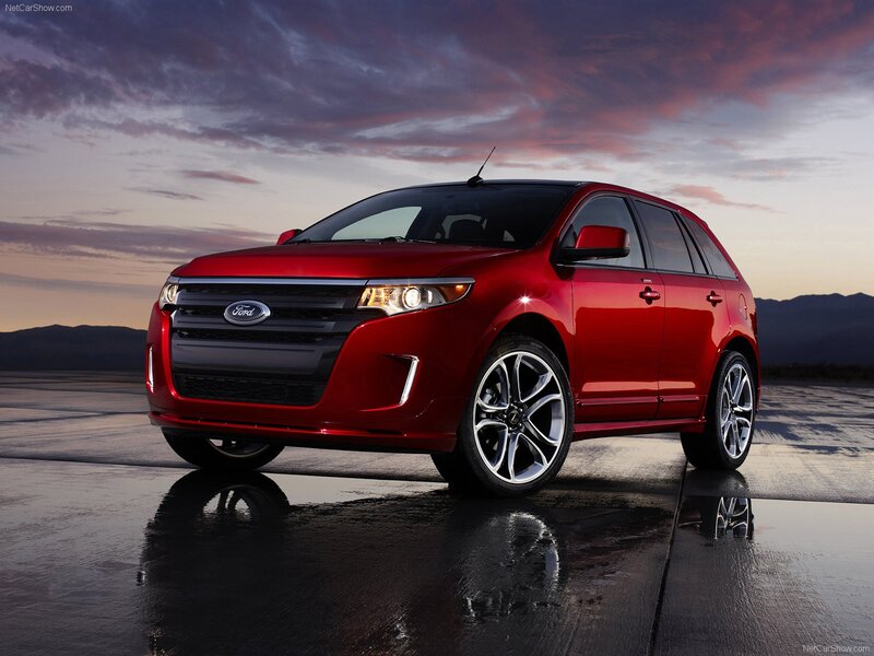 Red Ford Edge Suv — Dramatic, Sunset