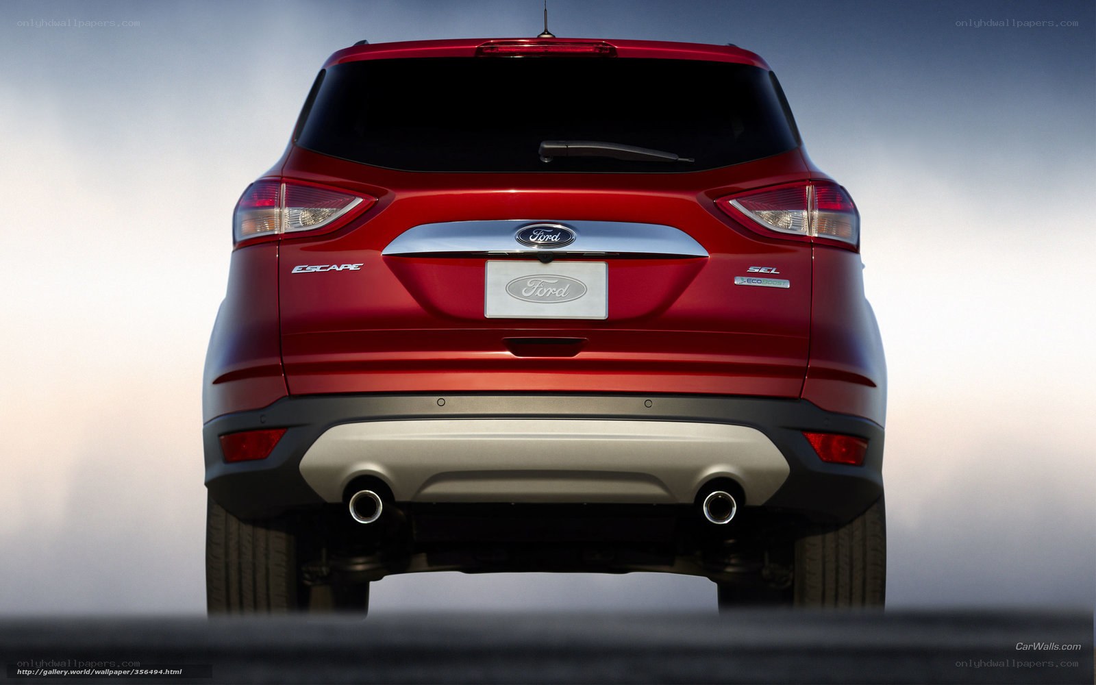 Red Ford Escape rear view