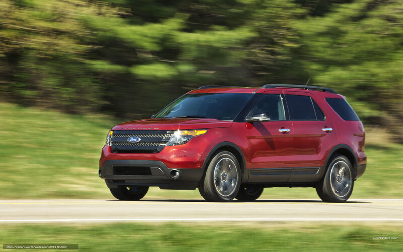 Red Ford Explorer in motion