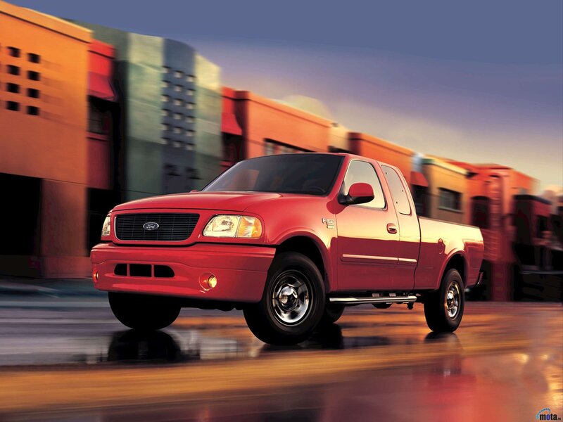 Red Ford F-150 pickup truck