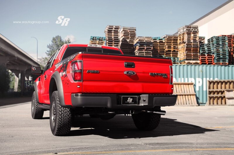 Red Ford F-150 Raptor truck