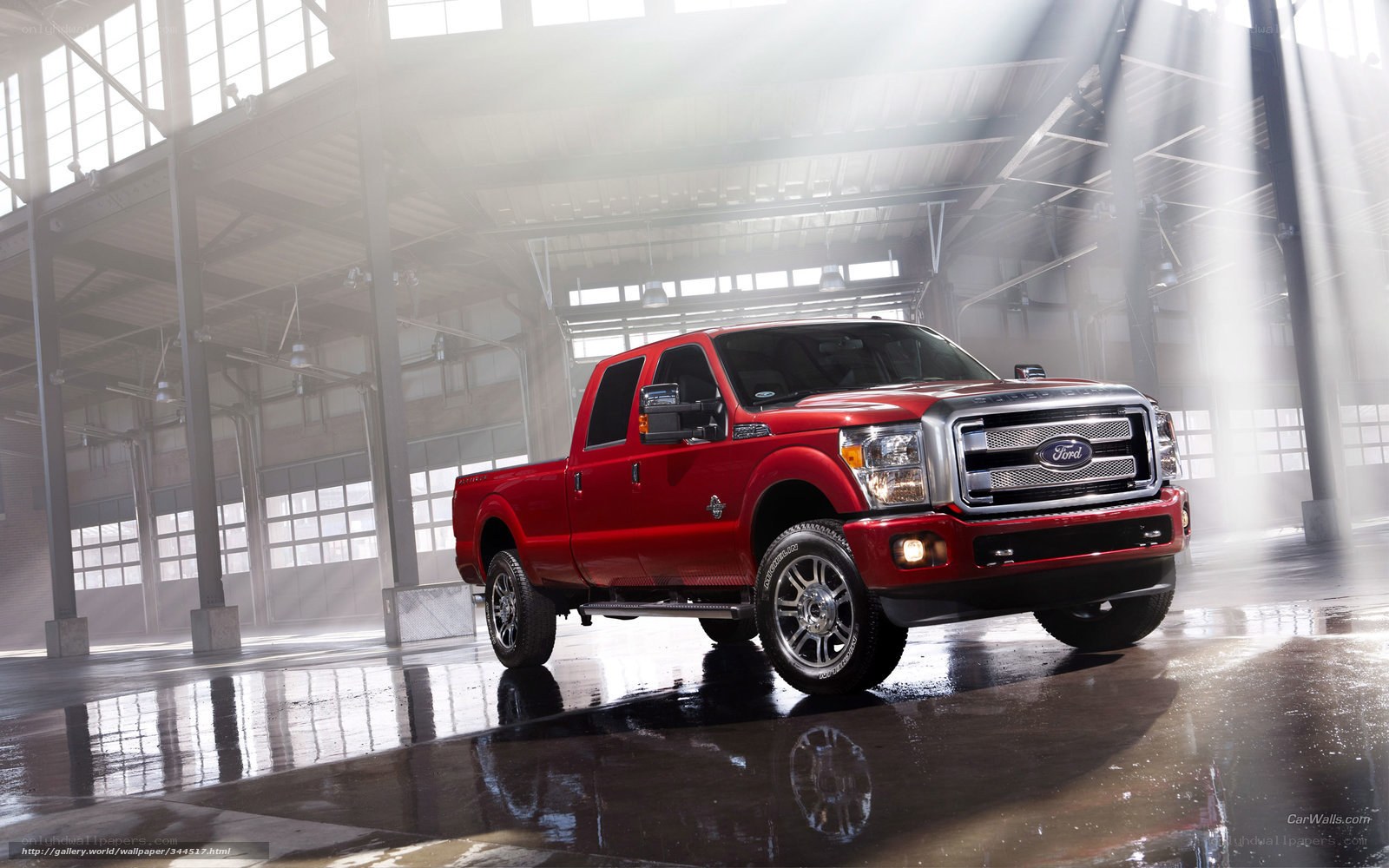 Red Ford F-250 in warehouse