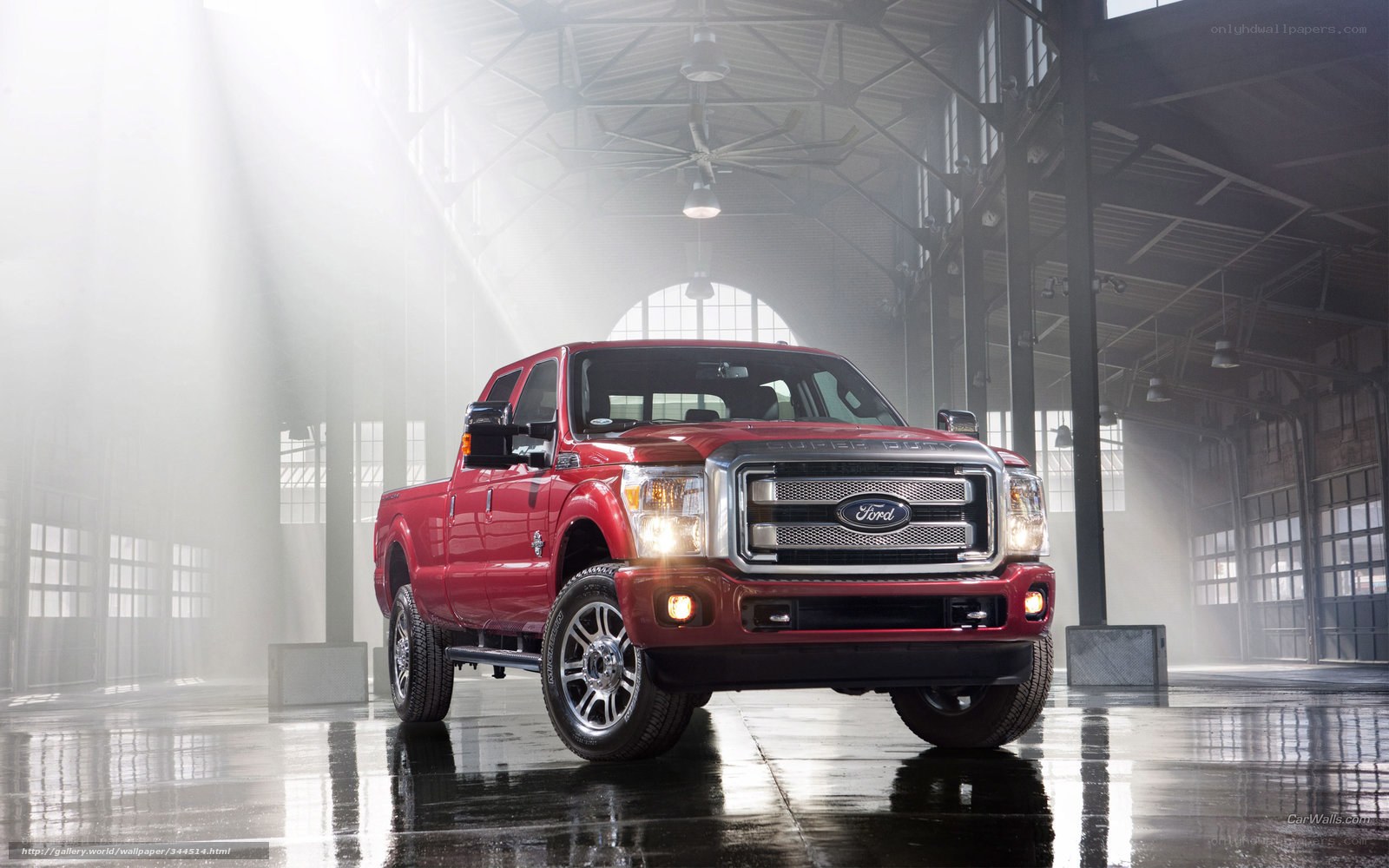Red Ford F-250 in warehouse