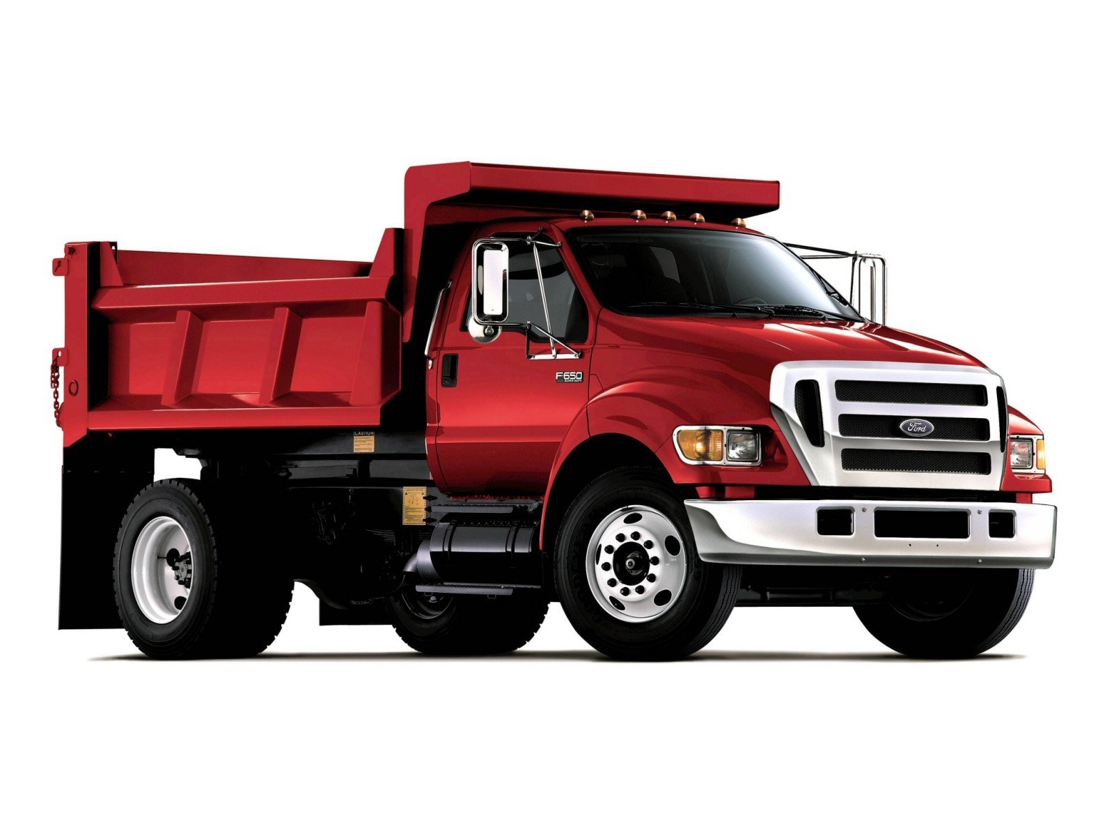 Red Ford F-650 dump truck
