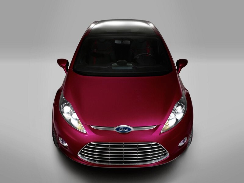 Red Ford Fiesta front view
