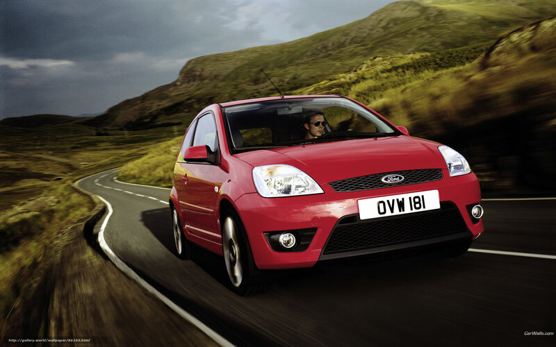 Red Ford Fiesta on winding road