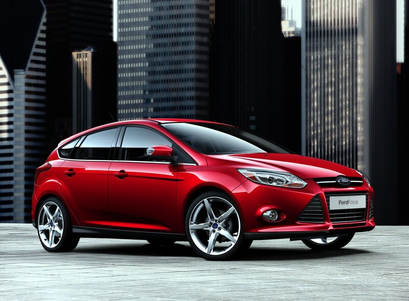 Red Ford Focus Car — Dramatic, Afternoon