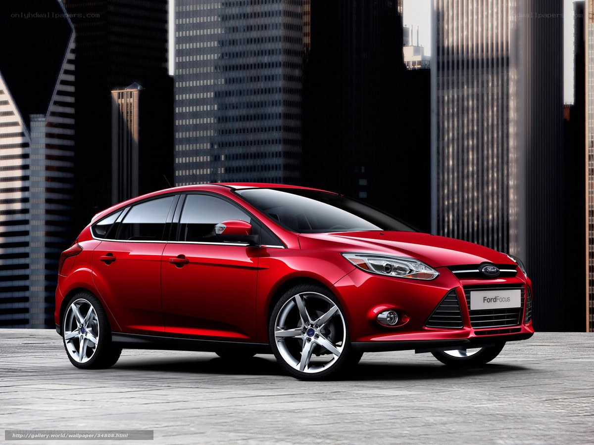 Red Ford Focus in city