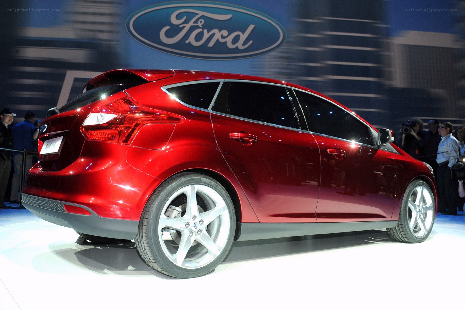 Red Ford Focus on display