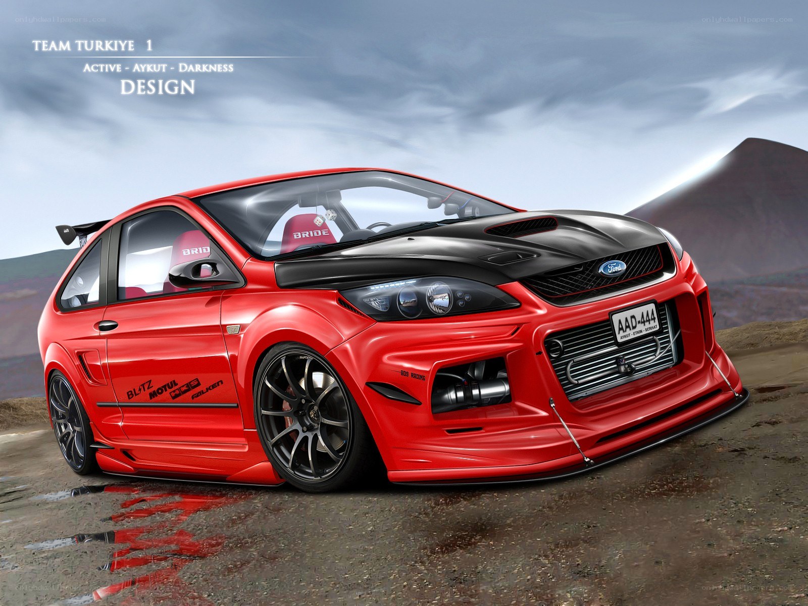 Red Ford Focus race car