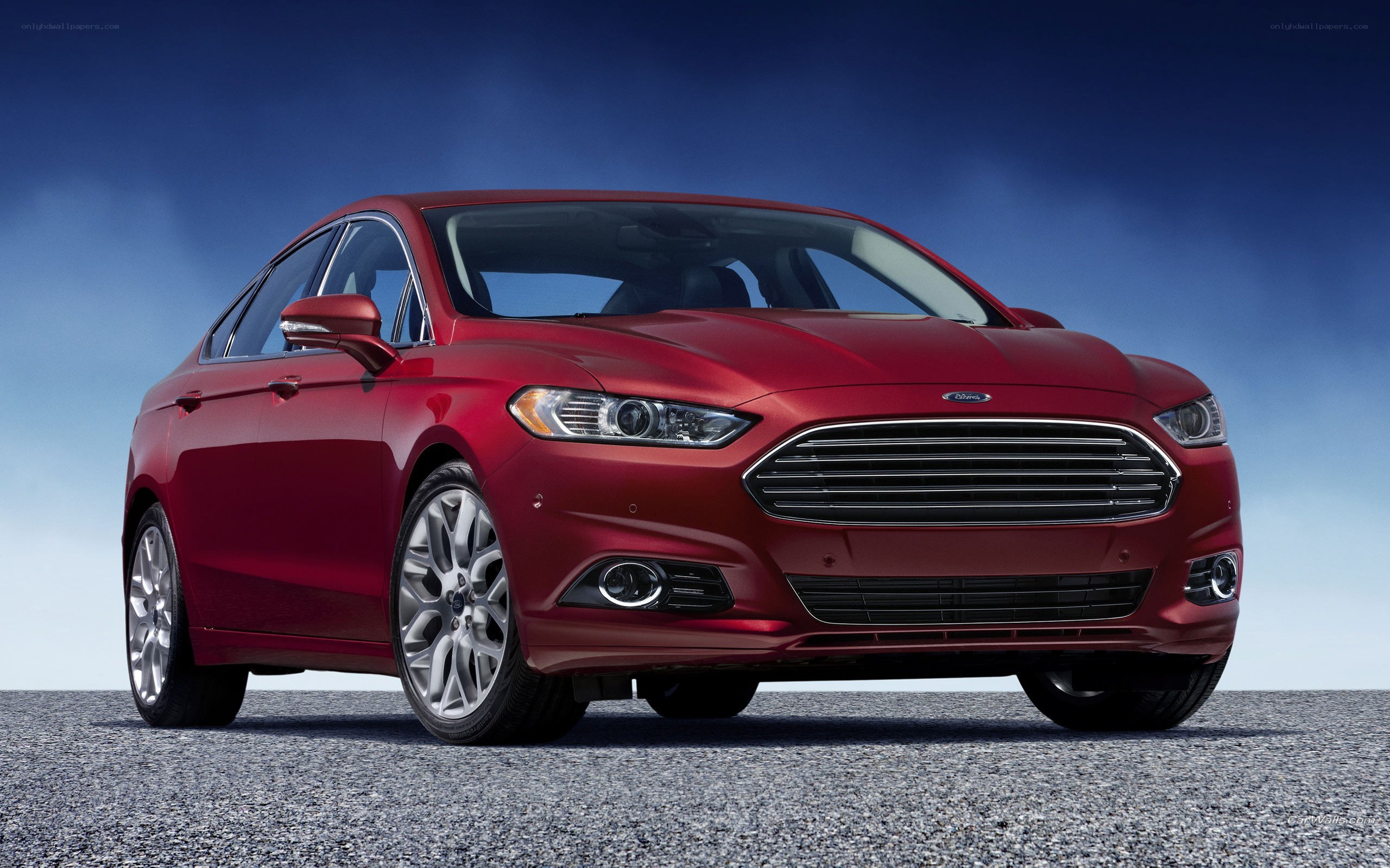Red Ford Fusion sedan