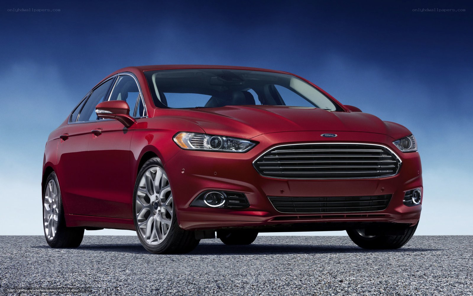 Red Ford Fusion sedan