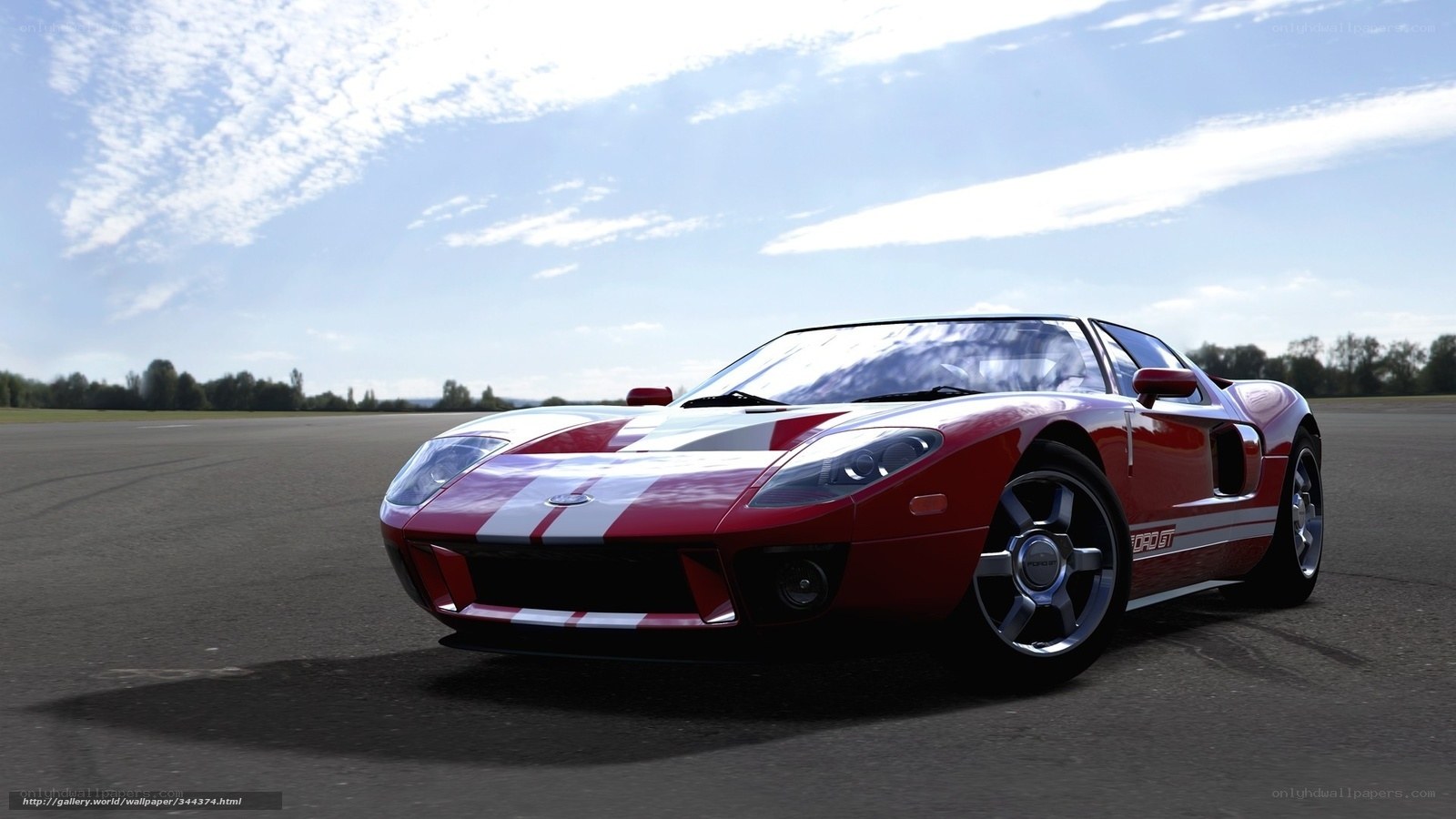 Red Ford GT on a racetrack