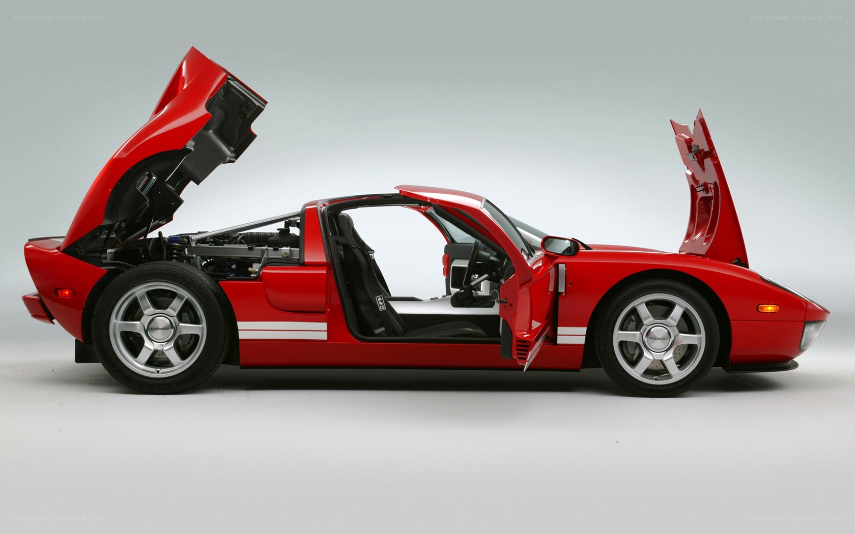 Red Ford GT with doors open