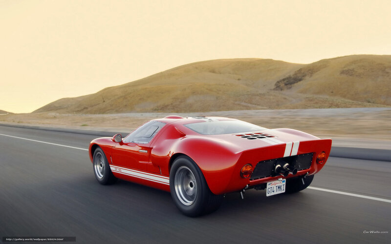 Red Ford GT40 on a desert road