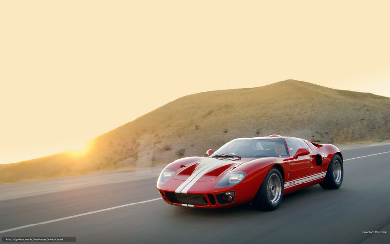 Red Ford GT40 on desert road