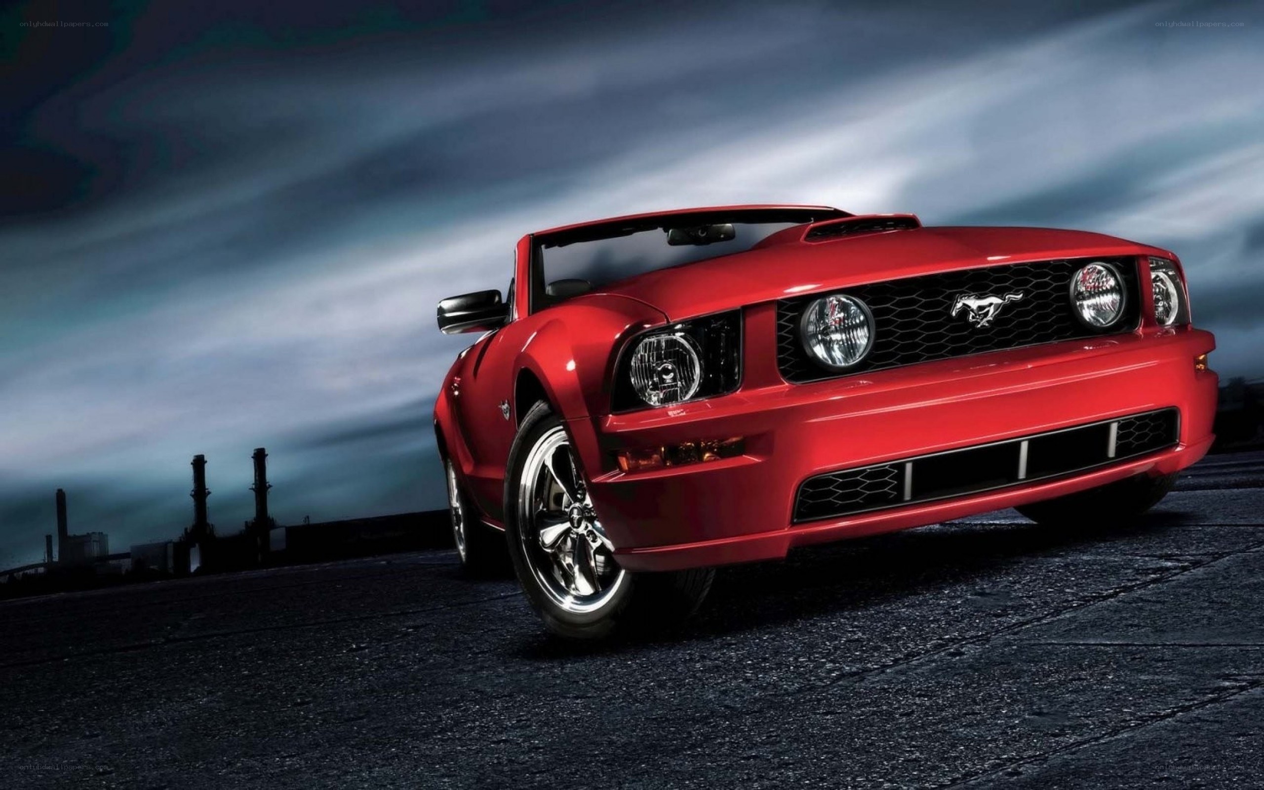 Red Ford Mustang convertible