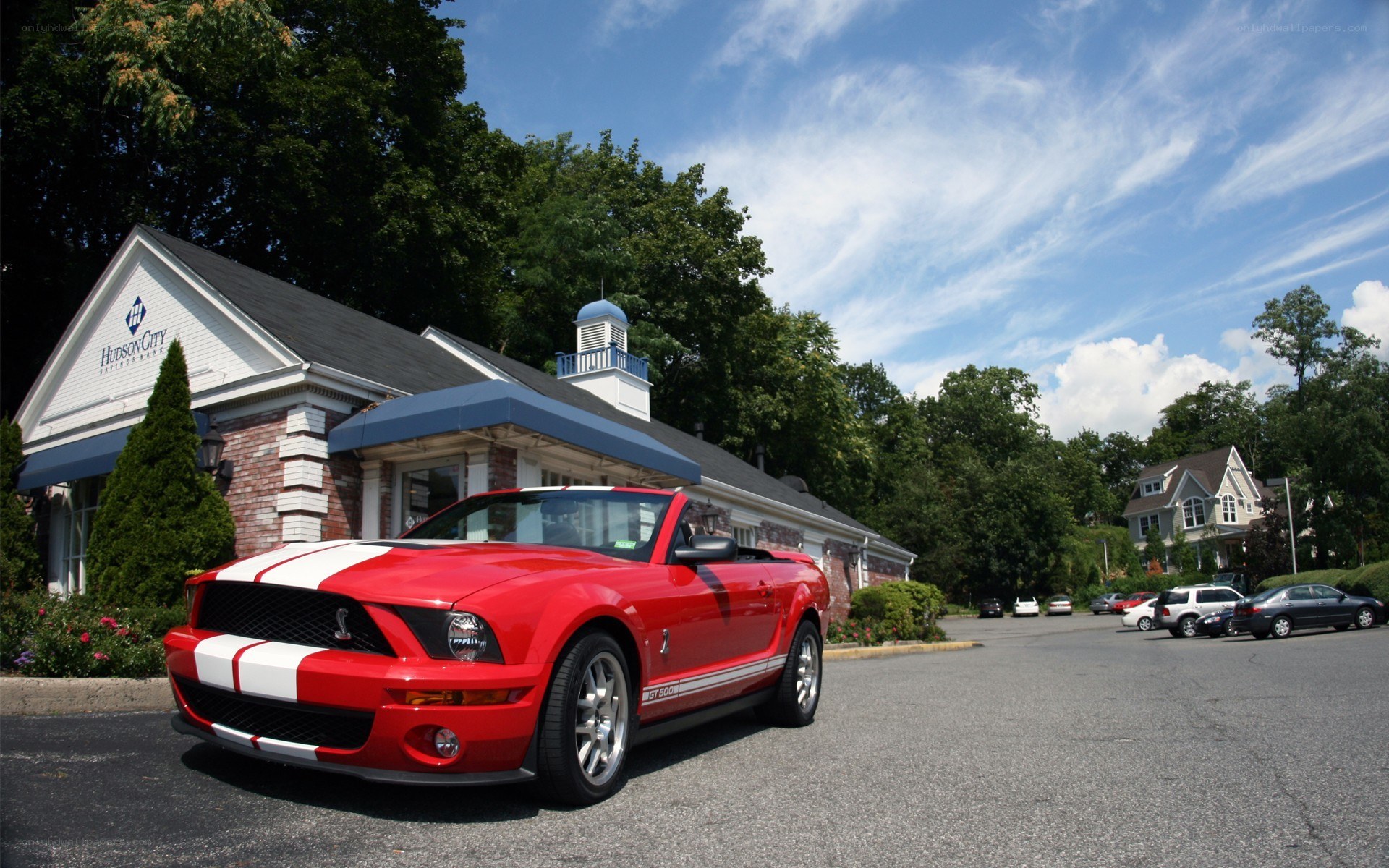 Red Ford Mustang convertible