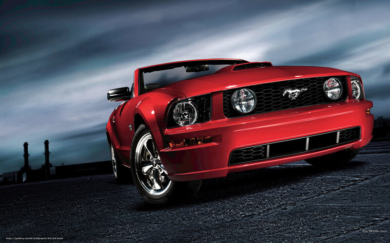 Red Ford Mustang convertible
