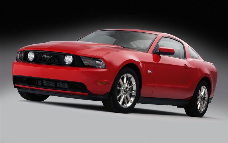 Red Ford Mustang coupe