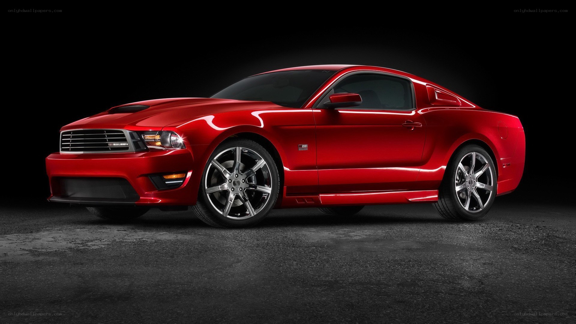 Red Ford Mustang coupe