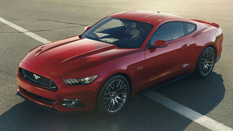 Red Ford Mustang Coupe — Dramatic, Afternoon