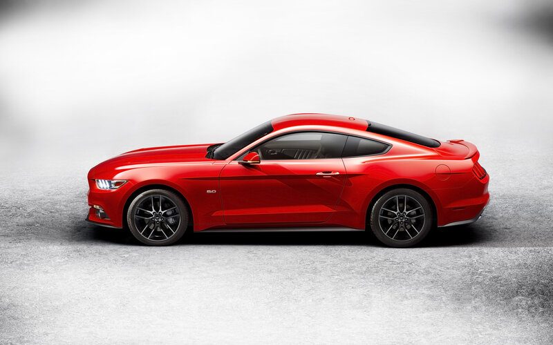Red Ford Mustang Coupe — Dramatic, Photograph