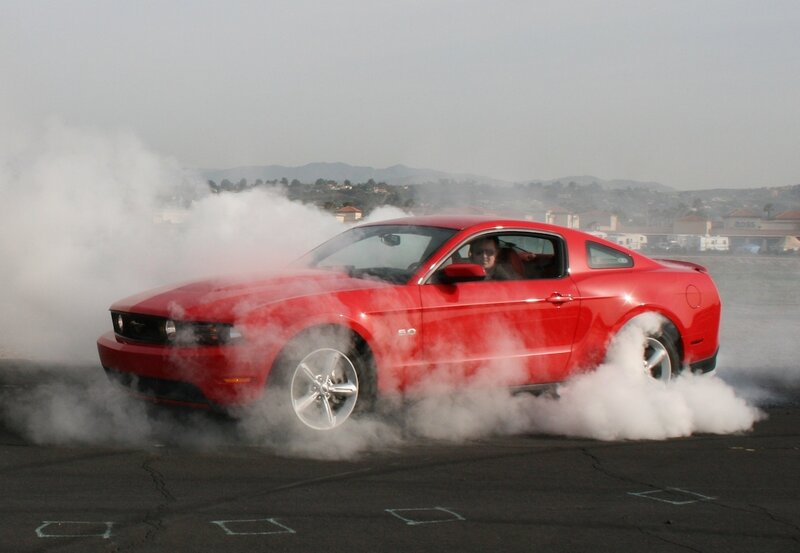 Red Ford Mustang — Dramatic, Afternoon