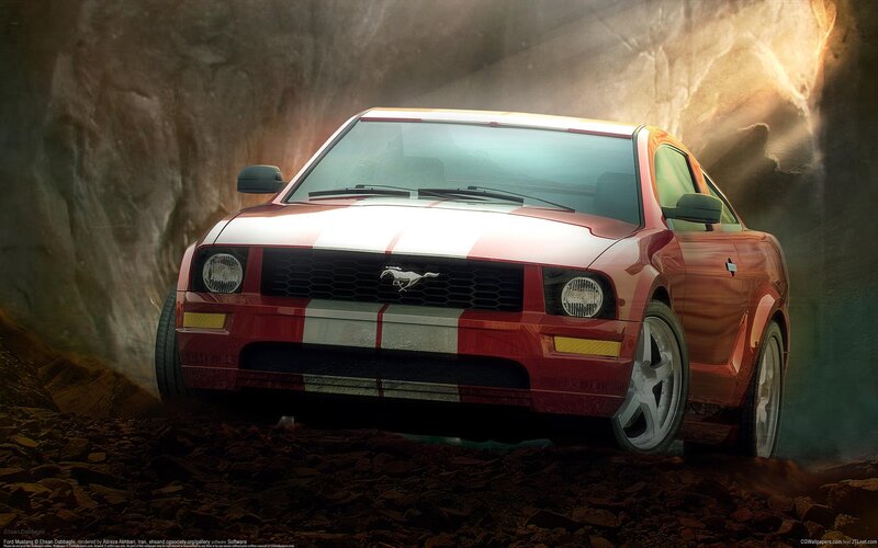 Red Ford Mustang — Dramatic, Digital Art