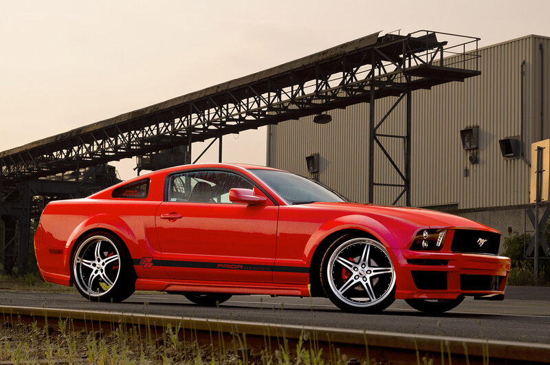 Red Ford Mustang — Dramatic, Sunset