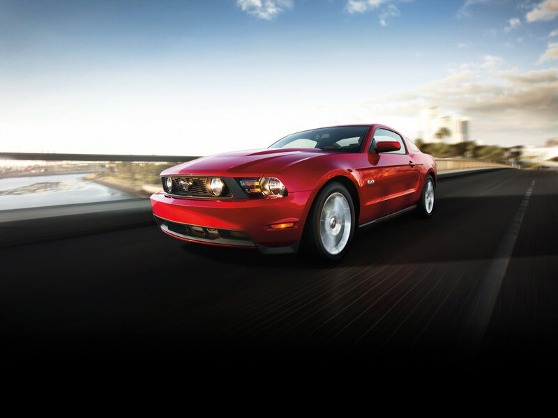 Red Ford Mustang — Dynamic, Afternoon