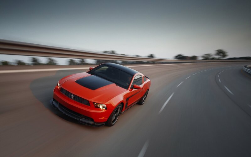 Red Ford Mustang — Dynamic, Sunset