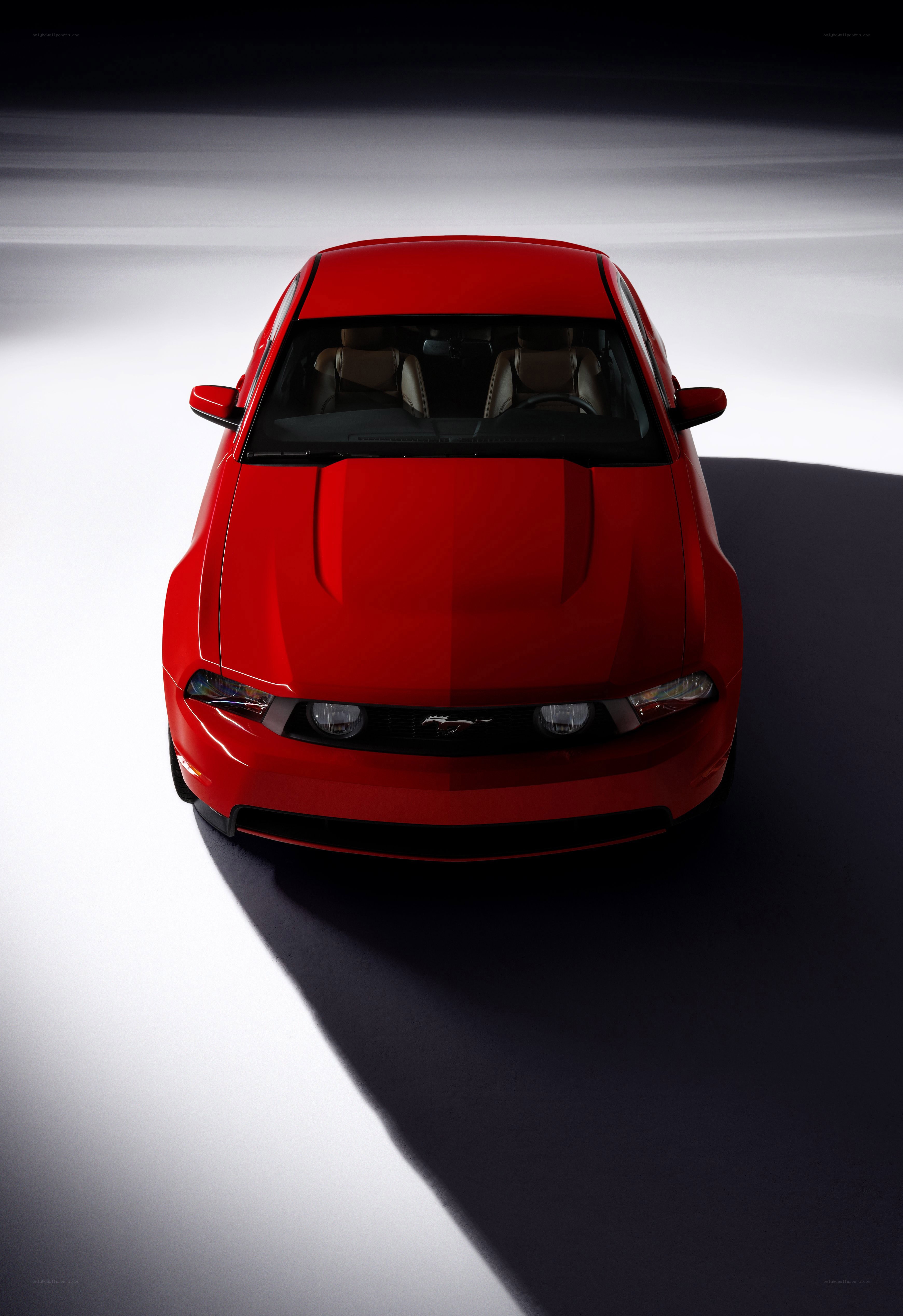 Red Ford Mustang front view