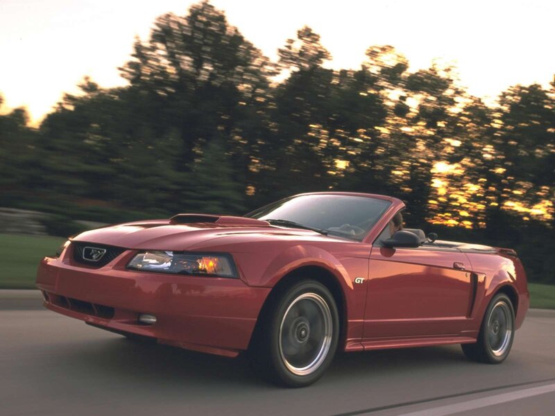 Red Ford Mustang GT convertible