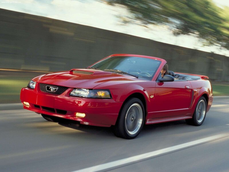 Red Ford Mustang GT convertible