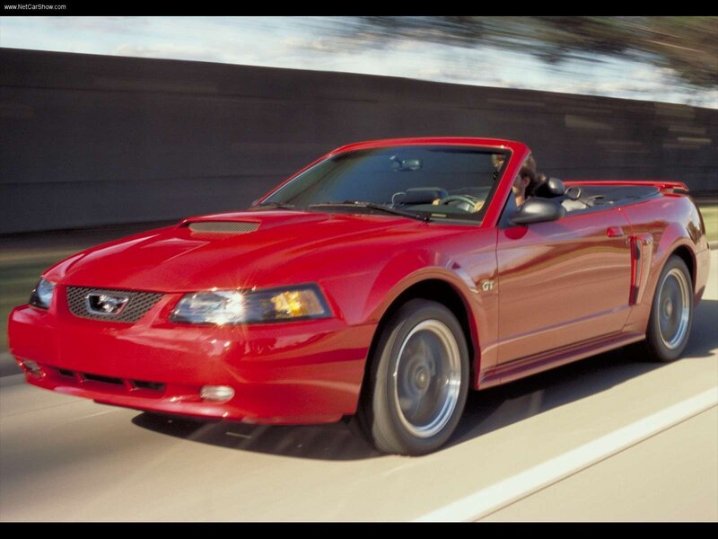 Red Ford Mustang GT convertible