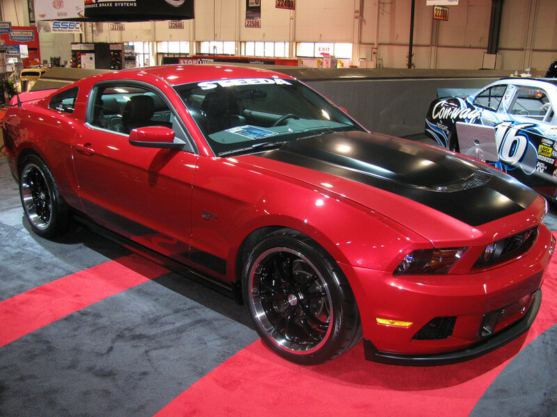 Red Ford Mustang GT on display