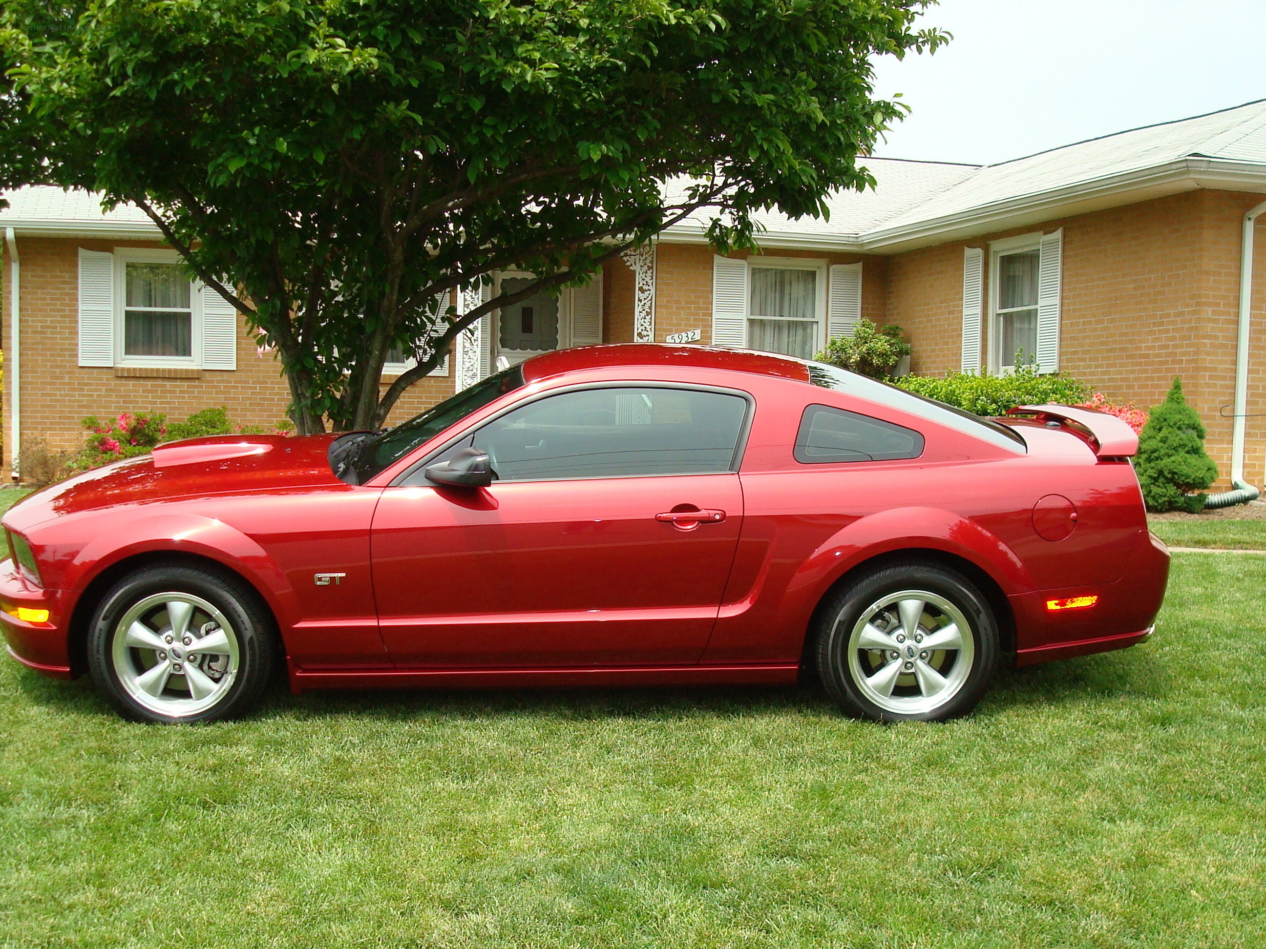 Red Ford Mustang GT parked
