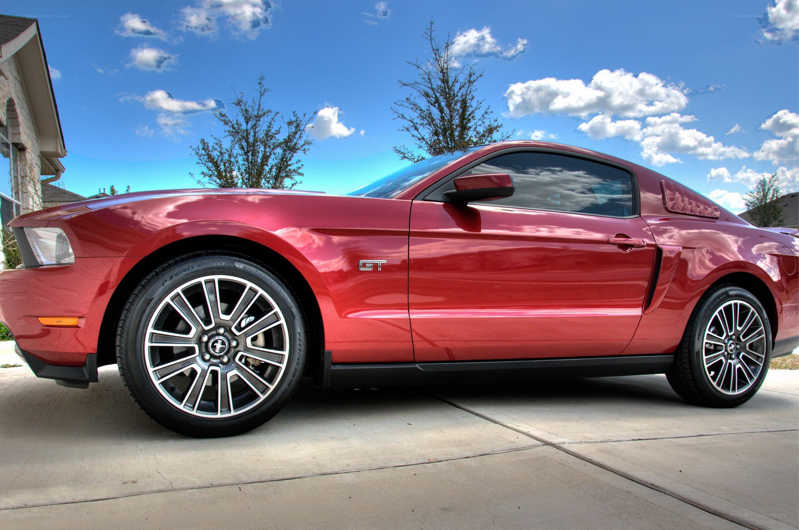 Red Ford Mustang GT parked