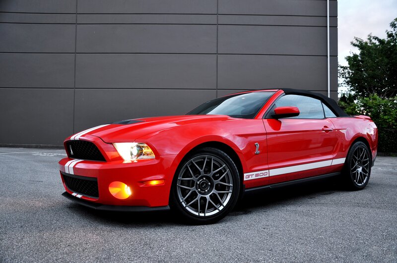 Red Ford Mustang GT500 convertible