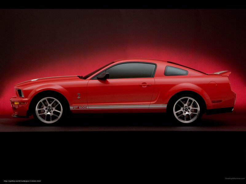 Red Ford Mustang Gt500 — Dramatic, Photograph, Car, Stripes, Wheels