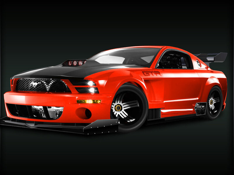 Red Ford Mustang GTR race car