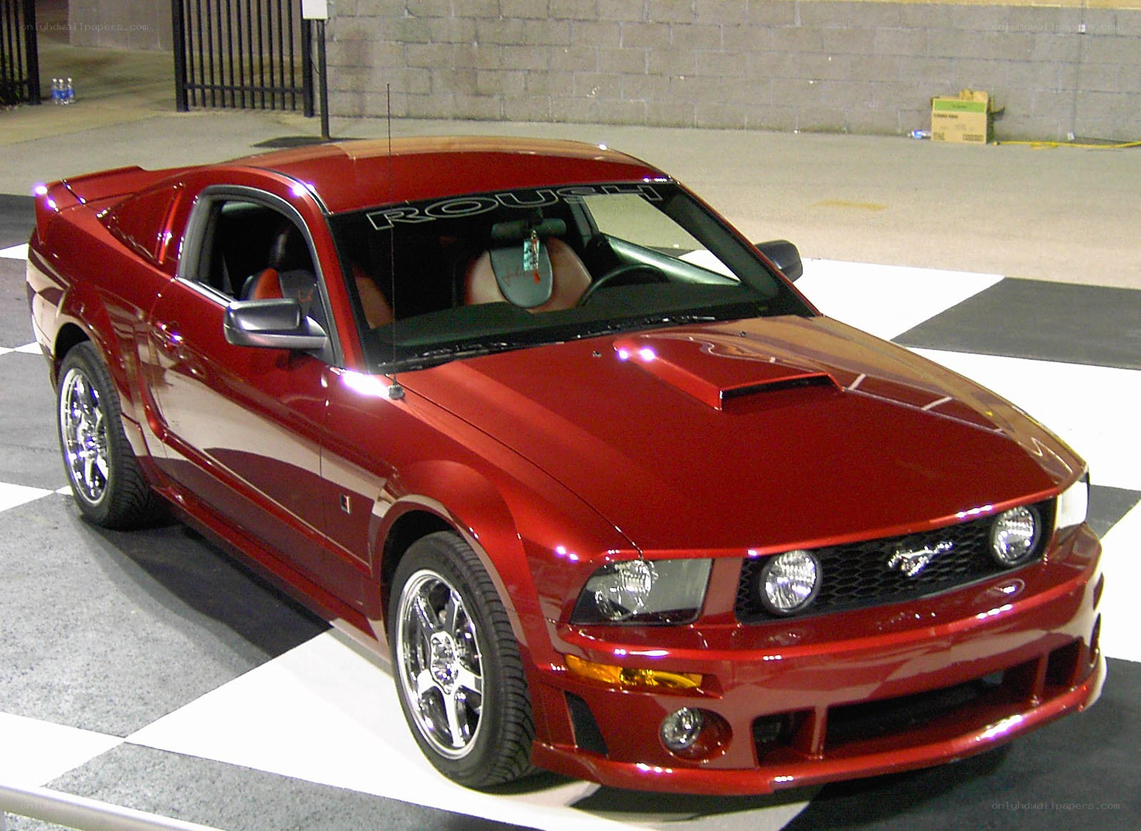 Red Ford Mustang on display